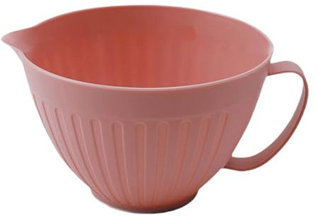 LOVIVER Mixing Bowl Egg Whisking Bowl with Spout Long Handle Salad Bowl Cooking Bowl for Baking Food Storage, Dessert Cooking, Pink