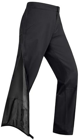 33,000ft Regenhose Damen Wasserdicht Full Zip Wanderhose Atmungsaktiv Fahrradhose Winddicht Outdoorhose mit Taschen Schwarz 40