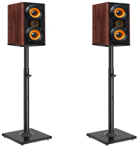 OUUTMEE Supports d'Enceinte Universel 1 Paire, Pieds d'Enceintes Réglable en Hauteur avec Gestion des Câbles Jusqu'à 10KG, Supports pour Enceintes de Sol Compatibles avec Enceintes Bose, JBL, Klipsch