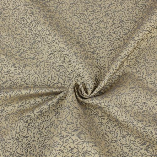 Jacquard Stoff Meterware Bronze Blumenmuster – Edler Dekostoff 140 cm breit – Polyester Viskose Mischgewebe – doppelseitig, pflegeleicht – Made in Germany