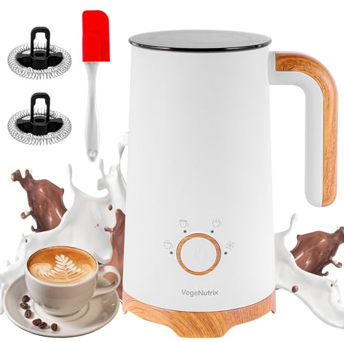 Elektrischer Milchaufschäumer, Automatischer Warm- und Kaltschaumbereiter | Milchwärmer (4-in-1) mit 2 Schneebesen für Latte Macchiato, Cappuccino, Macchiato, heiße Schokolade und Kaffee