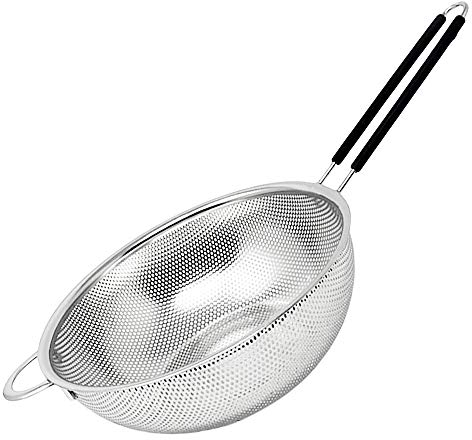 MGE - Passoire Cuisine avec Poignée - Tamis Micro Perforée - Passoire pour Riz, Spaghetti, Nouilles, Légumes - Acier Inoxydable - 22 cm