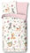 Aminata kids Bettwäsche Tiere Tier-Motiv 135x200 Kinder Cartoon-Style Mädchen - rosa - Reißverschluss - süße Wende-Kinder-Bettwäsche Set Waschbär, REH-Kitz & Fuchs