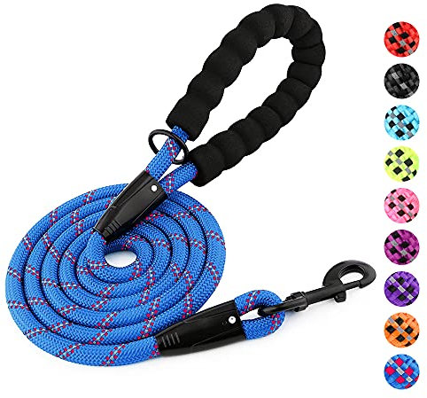 Plutus Pet Heavy Duty Rope Dog Lead With Comfortable Padded Handle, Reflective Strong Sturdy 120 150 180CM Dog Lead For Small Medium Large Dogs(6FT/180CM Navy Blue)