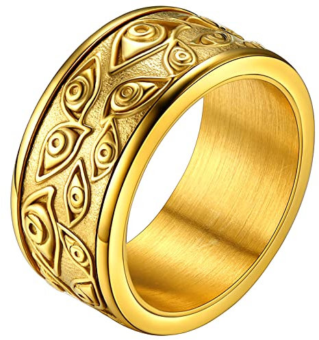 FaithHeart goldener Spinnerring in Ringgröße 67 Gottes Auge drehbarer Fingerring Meditations Ring Damenring Herrenring Ehering Paarring Freundschaftsring