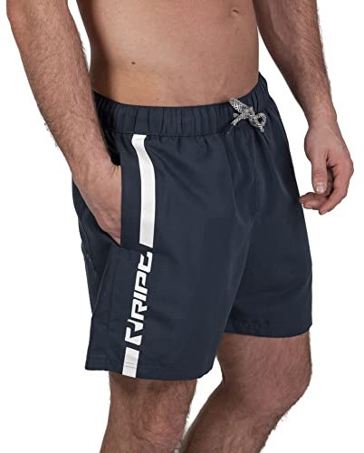 RIPT Mens Performance Essentials Quick Dry Uv 50 Sun Protection Swim Shorts Trunks, Navy/White, M UK