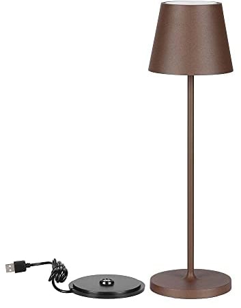 V-TAC Lampada da Tavolo senza Fili LED Dimmerabile con Comandi Touch – Lampada Marrone Wireless per Uso Interno ed Esterno IP54 da Casa o Ristorante – Batteria 4400 mAh – Luce 3000K Bianca Calda – 2W
