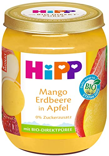 HiPP Bio Früchte Mango Erdbeere in Apfel, 6er Pack (6x160g)