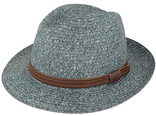 Sombrero de paja Bogarthut Verano Sombrero de sol de 100% papel aplastable especialmente ligero, flexible, agradable a la piel y cómodo, Vaqueros Jaspeados 2, XL