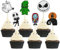 24Pcs Halloween Cupcake Toppers Glitter Skull Ghost Jack and Sally Cupcake Picks for Nightmare Before Christmas Theme Wedding Anniversary Birthday Party Cake Decorations Supplies