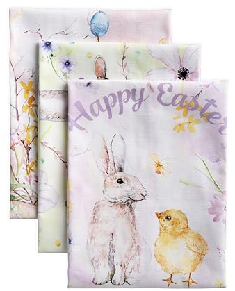Maison d' Hermine Geschirrtuch, 100% Baumwolle Set von 3, Oster-Küchentuch, sehr saugfähig, vielseitig einsetzbar, für Zuhause, Hochzeit, Restaurant, Easter Zest – Frühling/Sommer(50 cm x 70 cm)