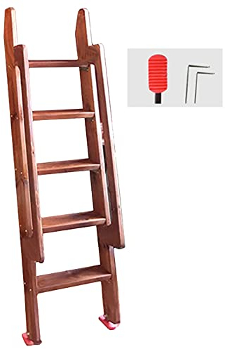 EsEntL Bettleiter Hochbettleiter Hochbelastbar, Ersatz-Wohnmobilbettleiter aus Holz mit rutschfesten Gummifüßen und Haken, 49 Zoll / 59 Zoll hohe schräge Leiter (Größe: HIGH 125 cm/49,2 Zoll)