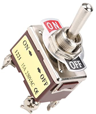 Yctze 5 Interruptores de Palanca de 15 A, 250 V CA, Miniinterruptor de 4 Pines, Encendido y Apagado de 2 Posiciones, 230 V, 4 Polos, Montaje de 12 Mm, Interruptor de Metal de 230