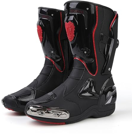 Mode Motorradstiefel Männer, wasserdichte dauerhafte Kampfstiefel, atmungsaktive Arbeitsstiefel im Freien für Männer, Seiten mit Reißverschluss Leder -Motorrad -Kampfstiefeln(Color:Black,Size:44 EU)