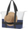 Reiseresa Beach Bag for Women Large Beach Tote with Zip and Hat Holder Strap, Waterproof Swimming Bag, Canvas Blue