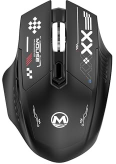 Souris De Jeu Sans Fil,Souris Sans Fil Rechargeable Silencieuse 2 Modes (BT5.0/2.0+2.4G),1600 DPI,4 Boutons Programmables,Mini Récepteur USB,Portables,Compatible avec PC/Mac/Laptop/Chromebook