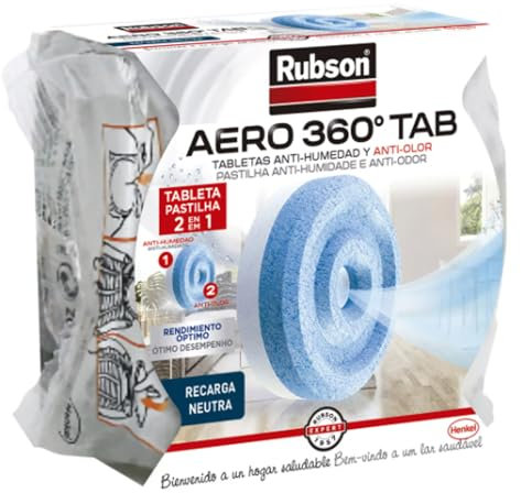 Recambio para deshumidificador, RUBSON Aero 360°, 450 g, B1SC, paquete de 3 unidades.