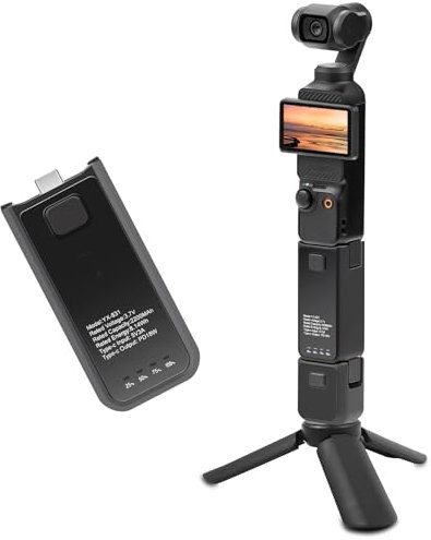 pour DJI OSMO Pocket 3 Poignée Extensible, Batterie 2200 mAh, Support de Charge Rapide Type-C, Accessoires pour Batterie d'Extension OSMO Pocket 3.