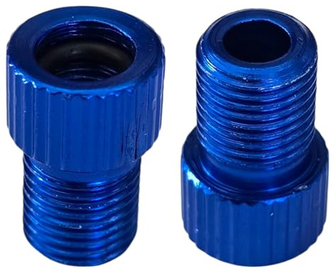 cyclingcolors 2X Fahrrad-Ventil Adapter Fahrradpumpenanschluss für Adapter für Presta Französischen Schrader Ventile Schlauchverbinder Reifen Kompressor, Blau