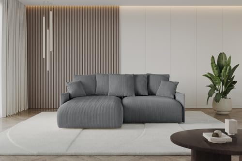 ALTDECOR Ecksofa mit Schlaffunktion L-Form ONESK-L -v1 216x177x72 - Dunkelgrau