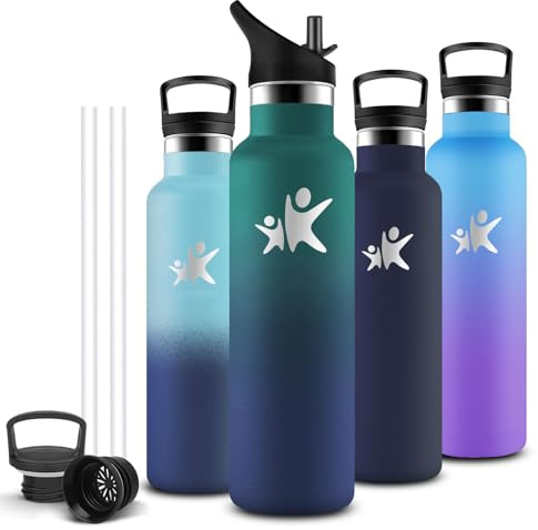 Borraccia Termica, Borraccia 1 litro, Senza BPA, Bottiglia Termica, Con filtro e Cannuccia, Borracce Termiche, Mantiene Caldo per 12 Ore/Freddo 24 Ore, Borracce per Trekking, Uffici, Ciclismo
