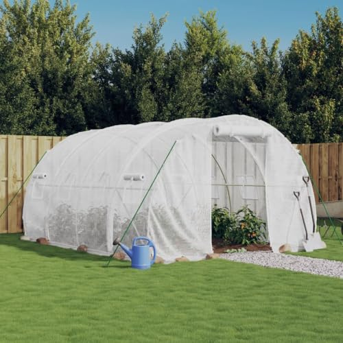 Mokuyary - Invernadero con marco de acero, 12 m², 4 x 3 x 2 m, color blanco