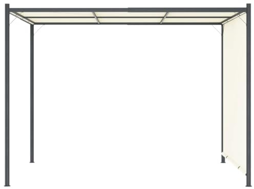 Pergola con tetto regolabile, bianco crema, 3 x 3 m, in acciaio | Acciaio verniciato a polvere, tetto in poliestere con rivestimento in PA, impermeabile, con picchetto