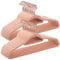 SONGMICS Velvet Hangers, Set of 50 Coat Hangers for Clothes, Non-Slip, with Tie Bar and 360?Swivel Hook, Space-Saving, 0.6 cm Thick, 43.5 cm Long, for Trousers, Rose Gold and Light Pink CRF21PK50