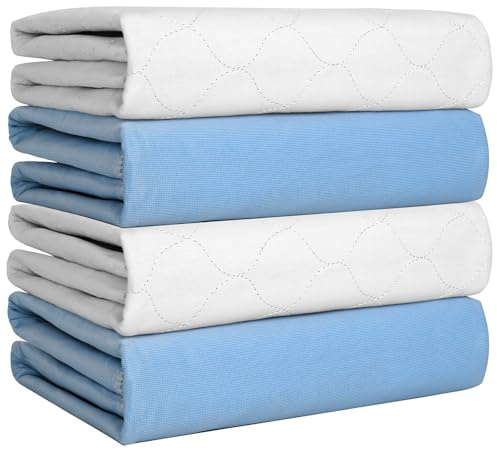 Heavy Absorbency Bed Pad, Washable and Reusable Incontinence Bed Underpads, 34X36 (4 Pack), Waterproof Mattress Protector