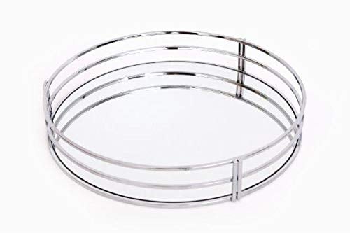 30cm Silver Metal Modern Mirror Glass Round Candle Plate Perfume Display Tray