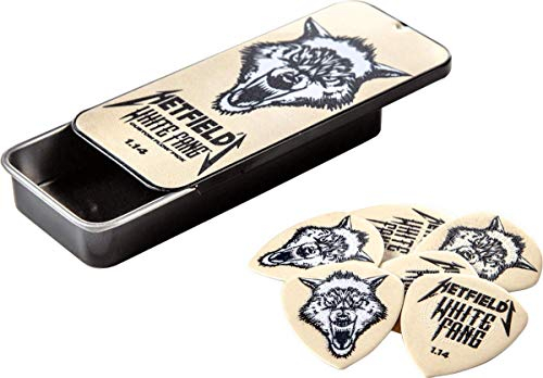 JIM DUNLOP Plektrum Ultex Hetfield's White Fang 1,14mm Schachtel aus Metall mit 6 Stück, Weiß