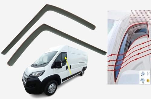 OEMM Windabweiser für Citroen Relais Jumper, Peugeot Boxer, Fiat Ducato, 2006 bis 2020, Acrylglas, 2 Stück