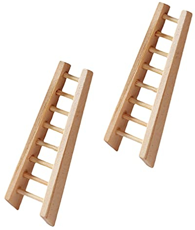 IMIKEYA 2 Stückt Mini Leiter Puppenhaus Zubehör Leiter Holz 1:12 Miniatur Puppenhaus Zubehör Holz Mini Leiter Puppenmöbel Holz Leiter Deko