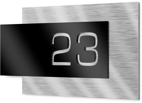Graviers Design - Plaque de numéro de maison - En acier inoxydable V2A - 200 x 110 mm - Noire - Résistante aux intempéries et à la rouille - Personnalisable - Fabriquée en Allemagne
