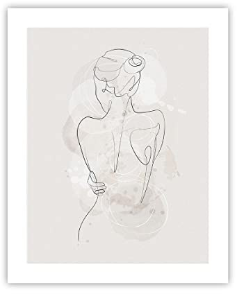 Poster Wandbild Kunstdruck 40x50cm Abstrakt Schwarz-Weiß - 5090 - P2X | Frau Zurück Vertikal ohne Rahmen Wohnzimmer Schlafzimmer Küche Büro Wanddeko Kunstposter ARTTOR
