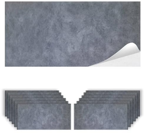 MAKA Piastrelle Adesive Muro PVC Cucina Bagno Camera da Letto Paraschizzi Mattonelle per Parete Marmo Pannelli Decorativi 3D in Finta Pietra Alta Risoluzione Impermeabile (12 pezzi - 2.1mq, Cemento)