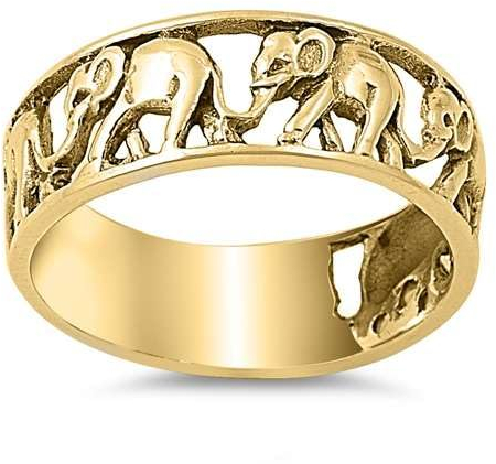 Joyara Sterling Silber 925 Elefant Gelbgold vergoldet Ring