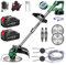 Fiutazge Débroussailleuse sans Fil avec Batterie et Chargeur, Coupe-Bordure sans Fil 24 V (2 Batteries, 3 en 1, Télescopique, Rotation à 90 °), pour Coupe de Gazon et Buissons（Vert）
