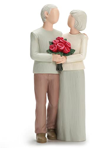 Carracci Liebevolle ältere Paare Figuren, Hochzeitstag Statuen für Heimdekoration, geformte handbemalte Figuren Geschenke für Eltern Großeltern