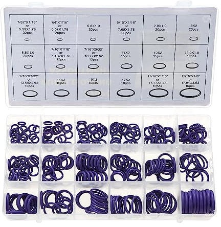Bohaner Klimaanlage Dichtungsringe 270-tlg. O Ringe Sortiment, Gummi Dichtungen Ringe Gummiringe mit Ventilkernentferner, O-Ring Dichtung Ring für kfz Klima