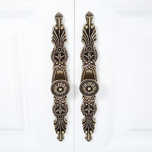 Mgoodoo Lot de 2 boutons vintage pour portes de meubles - Bronze antique - Pour armoires de cuisine, armoires, commodes - Espacement des trous : 160 mm