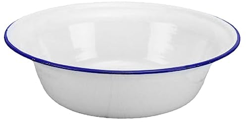Kichvoe Emaille-Becken Retro-Emaille-Schüssel Vintage-Waschbecken Küchenschüssel Porzellan-Rührschüssel Suppen-Servierschüssel für Nudeln Salat Ramen Küchenhelfer 18 Cm