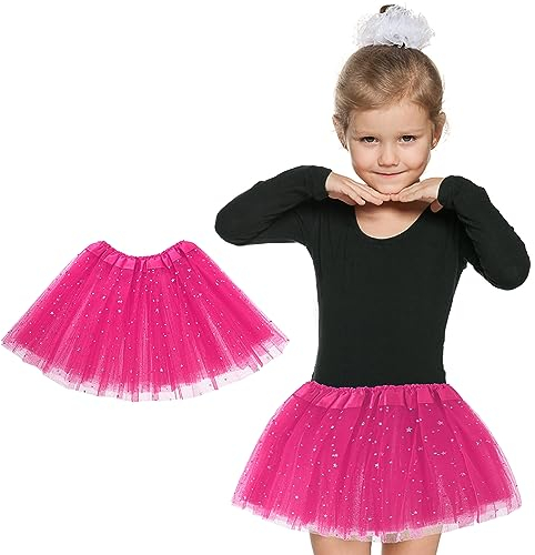 Yolev Gonna tutù per Ragazze in Tulle Gonna tutù per Bambini retrò Anni '80 Costume per Feste di Natale di Halloween (Rosa Rossa)