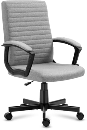 MARK ADLER Boss 2.5 Grey | Ergonomischer Bürostuhl Chefsessel Drehsessel Computerstuhl Stuhl | Gepolsterter Armlehne | Höhenverstellbar | bis 130 kg belastbar | Homeoffice Büro | Stoff | Grau