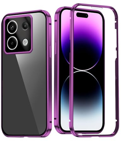 Wousunly Funda Redmi Note 13 Pro 4G transparente con templado cristal, funda Xiaomi Redmi Note 13 Pro 4G antigolpes 360 grados con protector de pantalla integrado rugged doble protectora case