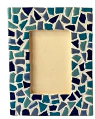 Little Creations Mosaik Bilderrahmen selbst gestalten | BLAU | 20 x 16 cm | DIY Holzbilderrahmen | gestalte deine eigenen Fotorahmen | Mosaik Bastelset | DIY Bilderrahmen Set
