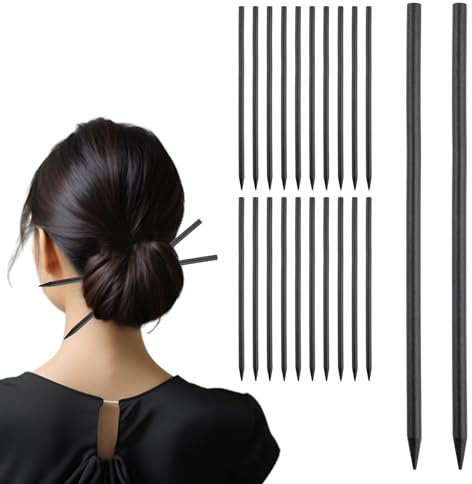 Lot de 22 baguettes à cheveux chinoises en bois noir pour chignon, pinces à cheveux longues pour coiffures, accessoires décoratifs pour femmes et filles