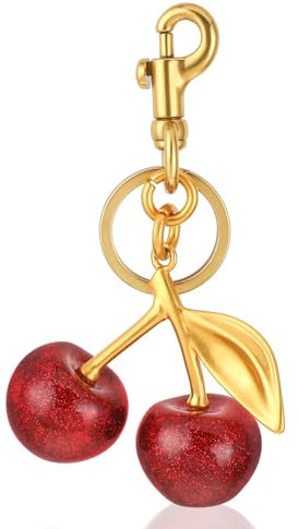 Tucnoeu Kirsch Anhänger, Taschenanhänger, Bag Charms, Taschen Anhänger - Roter Kirsch Bag Charm für Damen Handtaschen, Geldbörsen, Schlüsselanhänger, Perfektes Geschenk für Frauen