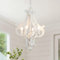 4 Lichter Antik Weiß Vintage Kronleuchter Holz Pendelleuchte, Modern Rustikal Kronleuchter Wohnzimmer Deckenlampe, Französischer Landhausstil Deckenleuchte Hängelampe für Esszimmer Küche Schlafzimmer
