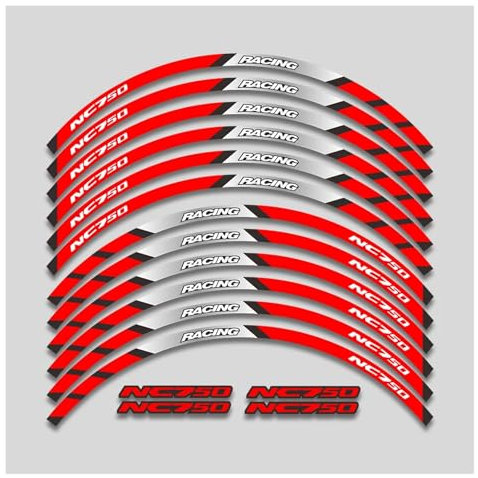HBJzxlOK per H&Onda NC750 NC750S NC750X NC 750 XS 750X 750S Adesivi per motociclette Ruote Mozzo Decalcomanie Cerchio Strisce Riflettenti Set(2L A Red)